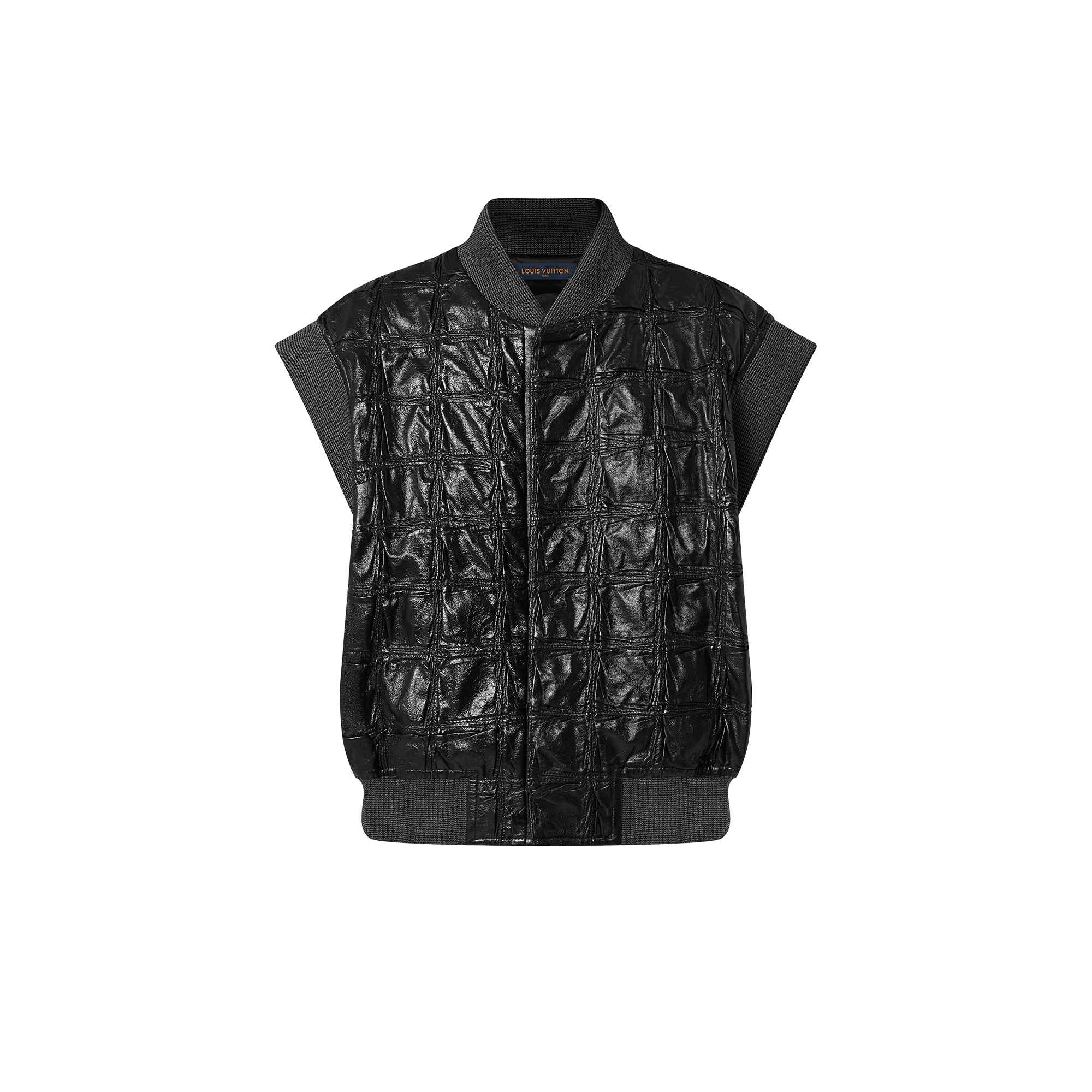 Veste sans manches carreaux en cuir Pr t porter de luxe